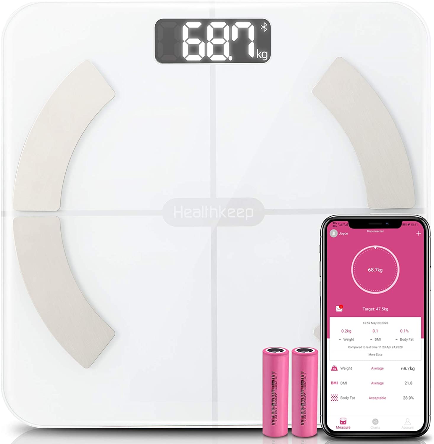 Weight Scale Bluetooth Smart Scales Digital Body Fat Scales with iOS &  Android APP and Body