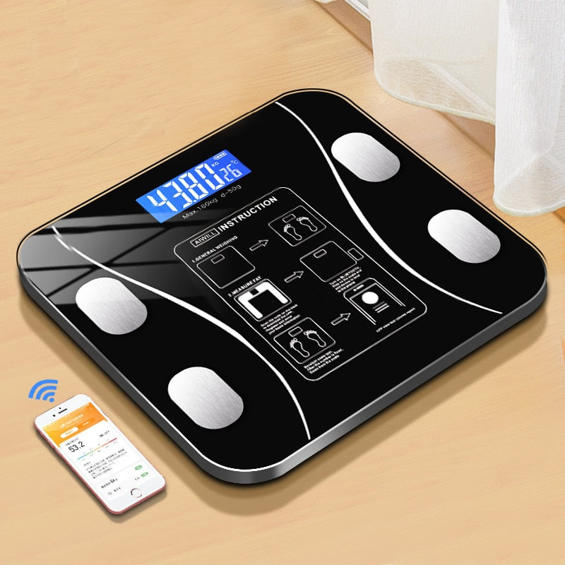 Intelligent Body Fat Scale Bluetooth Bathroom Scales LED Digital Smart  Weight Scale Balance Body Composition Analyzer for Home